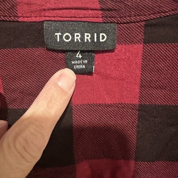 Torrid Babydoll Button Up Top Women 4X Buffalo Plaid Grunge Preppy Academia - Picture 4 of 9